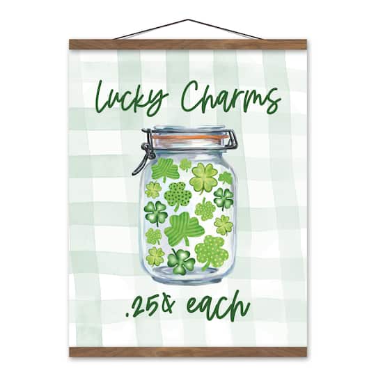 Lucky Charms Jar Teak Hanging Canvas